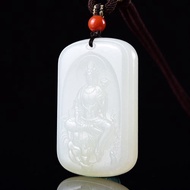 秒殺價 天然新疆和田玉羊脂玉普賢菩薩吊墜  玉質細膩溫潤