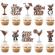 24pcs Hiasan Kek Cawan Espresso Martini Berkilauan, Hiasan Kek Cawan Espresso Martini untuk Pesta Ul