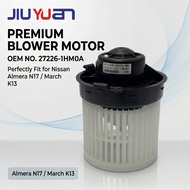 JIUYUAN พัดลมระบบปรับอากาศ Blower Motor for NISSAN ALMERA N17/March K13 Tiida 27226-1HM0A