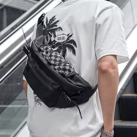 Mesh Design Fashion Men Chest Bag 9.7inch Ipad Waterproof Breathable Multilayer Oxford Sports Cyclin