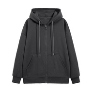 Mens Hooded Jacket Loose Fit Casual Coat with Zipper Adjustable Drawstring Hood Long Sleeve Sweatshi