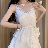 Irregular Lace Stitching Sling Dress 2MNO