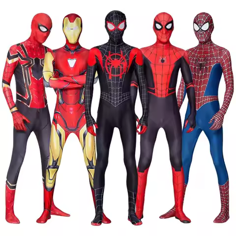 Spiderman Costume Spider Man Black Panther Iron Man Spider Gwen Cosplay Zentai Jumpsuit Bodysuit Hal