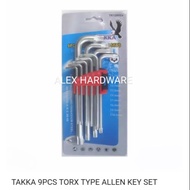 TAKKA 9 piece Trox Type Allen Key Wrench Set; Allen Key Buka Jenis Bunga