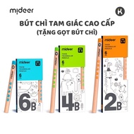 Box of 6 Pencils 6B, 4B, 2B Mideer Thick Triangular Pencils with sharpener included