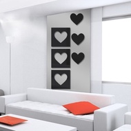 Interior point acrylic mirror deco sticker/heart puzzle (black)