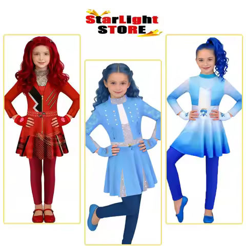 110-150/Adults Movie Descendants Rise Cosplay Costume Evie Chloe Princess Red Dress Clothing Outfits