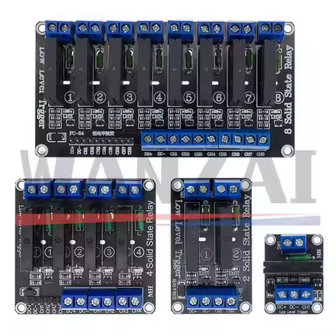 5V 1 2 4 8 Channel SSR G3MB-202P Solid State Relay Module 240V 2A Output with Resistive Fuse Diy Kit