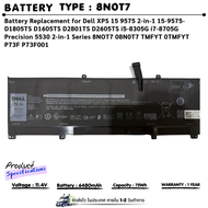 (ส่งฟรี ประกัน 1 ปี )Original แบตเตอรี่โน้ตบุ๊ค 8N0T7 For XPS 15-9575-D2605TS For XPS 15 9575 i5-830