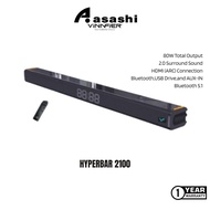 Vinnfier VF HYPERBAR 2100 All-in-One Soundbar with Clock Display MAX 80W Bluetooth USB Drive HDMI (A