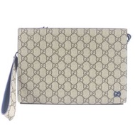 全新GUCCI 768255 GG Supreme標誌五金配件，顏色皮革小手拿包，另附一個米色和海軍藍配色小包，含包裝盒和防塵袋，意大利製造，男士款