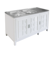 LOCAL ADVANCED ตู้พร้อมซิงค์ล้างจานสเตนเลส 2 หลุมมีที่พัก 120x50x80 ซม. C2S-5012 MB สีขาว ร้านอยู่ใน