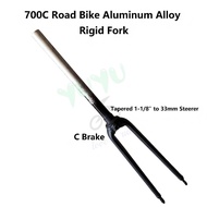 700C Road Bike Aluminum Alloy Rigid Fork Tapered 1-1/8" to 33mm Steerer C Brake Bicycle Front Fork f