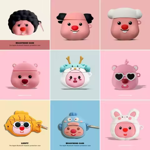 Luxury Cartoon Beaver Case For Airpods 1 2 Air pods 3rd 3D Cute Anime Earphone Accessories Protectiv