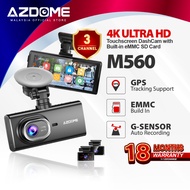 AZDOME M560-3CH 2160P/4K Ultra HD 3 Channel Front & Rear DashCam Night Vision App Control