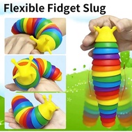 19CM New Rainbow 3D Slug Fidget Toy New Fidget Toy Slug Articulated Flexible Relief Anti-Anxiety Slu