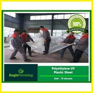 ۞ ✢ ✷ UV Plastic Sheet (3mil - 75Microns) 9ft x 1 Meter - Greenhouse Roofing, Hydroponics, Construc