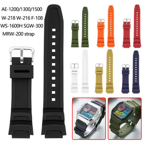 For Casio Watchs AE-1200/1300/1500 WS-1600H W-218 W-216 F-108 SGW-300/400 Series Soft Waterproof Res