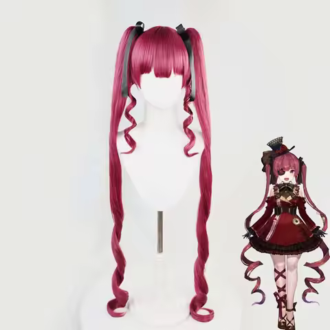 Hololive You Turber Houshou Marine Virtual Cosplay red hair double ponytail Wig
