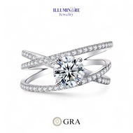 Illuminare-(100% Original) HMMS-RG06 Luxury Women's Ring Genuine Moissanite Diamond 2Ct Silver Sterl