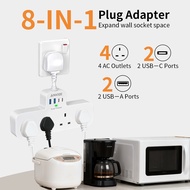 PUJIMAX power strip extension socket  Type G  UK plug with 4 AC Outlets 2 USB-C Ports 2 USB-A Ports