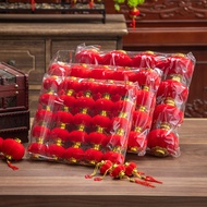 New Year Flocking Lantern Pendant Chinese Style Red Lantern Chinese New Year Bonsai Pendant Decorati