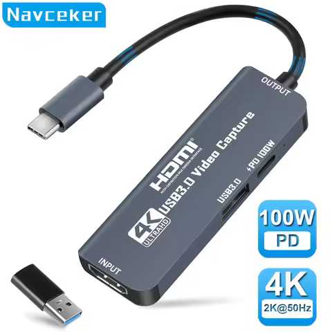 Navceker USB 3.0 Video Capture Card 4K HDMI USB C Type-C Capture Cable PD 100W for Quest 3 Switch Ga
