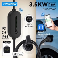 IPENGEN Type2 Portable EV Charger WIFI APP Control 16A 3.5KW 5M Cable Portable Charging Box Set Curr