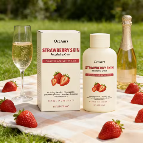 OceAura Strawberry Body Cream Salicylic Acid for Acne Remover Lighten Skin Resurfacing Glycolic Acid