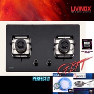 LIVINOX LGH-588 2B-BL GAS HOB/ DAPUR GAS TANAM/ DAPUR GAS GLASS/ DAPUR KACA GRP0451