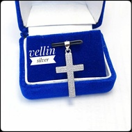 925 Silver Cross Pendant with White Gold Plating - Original 925 Silver Zircon Gemstone Cross Pendant