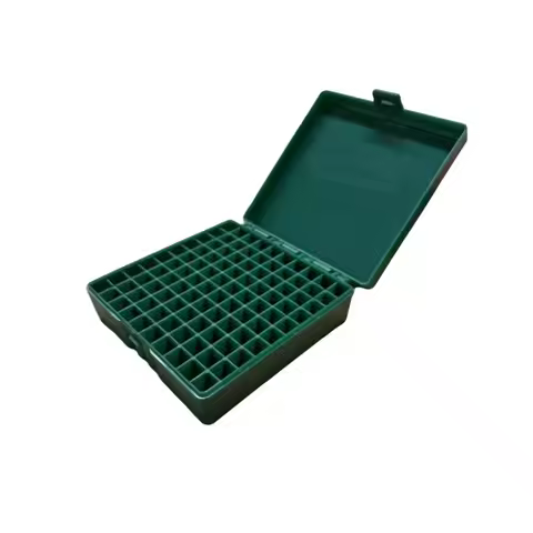 100 Rounds Tactical Ammo Storage Box for 9mm Rifle Pistol Ammunition Bullets Case Holder Flip-Top Hi