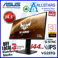 (ALLSTARS : We are Back Promo) ASUS TUF Gaming VG259Q Gaming Monitor – 25 inch (24.5 inch viewable) Full HD (1920x1080), 144Hz, IPS, G-Sync compatible, Extreme Low Motion Blur™, Adaptive-sync, 1ms (MPRT) (Warranty 3years with Asus SG)