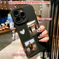 1ชิ้น เคสโทรศัพท์ซิลิโคนดำด้านของคู่ที่กำหนดเอง รูปภาพได้ลายเซ็นส่วนตัวกันรอยเลนส์ สำหรับ IPhone 16 