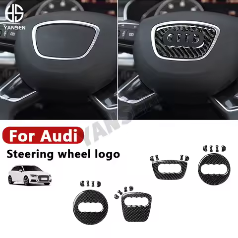 Car Steering Wheel Logo Sticker Frame Cover Carbon Fiber Sticker For Audi A1 A3 A4 A5 A6 A7 Q3 A6 C7