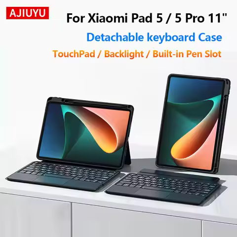 AJIUYU For Xiaomi Pad 5 Pro 11" Separable Backlight Keyboard Case English For Tablet Xiaomi MiPad 5 
