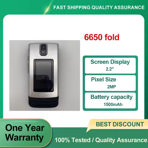 Refurbished Unlocked 6650 fold 6650F Original Bluetooth 2MP 2.2" inches Phone 2G/3G Good Condition