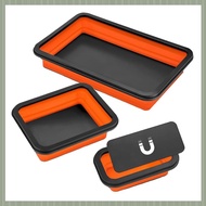 (QJWR) Magnetic Parts Tray Set 3 Different Size Foldable Silicone Magnetic Tool Trays for Bolts Scre