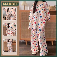 MARBIT Hàn Quốc Retro Polka Dot Pajama Set Thời Trang Lỏng Thường T-Shirt Và Quần Nhà Quần Áo Cho Ph
