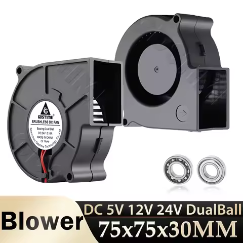 Gdstime 7530 Radial Fan DC 5V 12V Blower Fan 24V 7cm Dual Ball Centrifugal Radial Fan USB Flow Coole