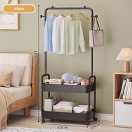 LG Rak Gantungan Baju Serbaguna 2 Layer Dengan Roda Stand Hanger Untuk Pakaian Baju / Topi / Sepatu