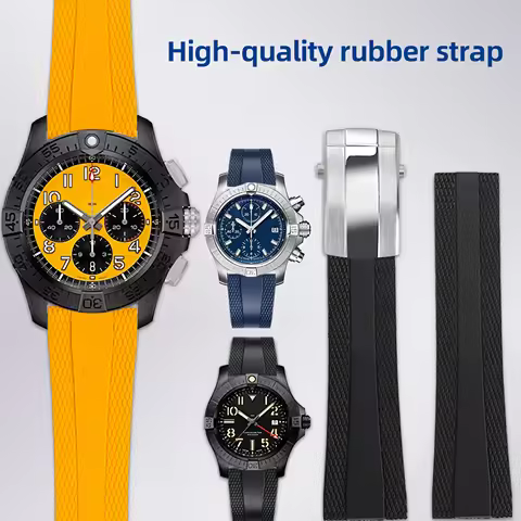 22mm High quality Rubber strap Bracelet For Breitling Super Ocean Avenger Blackbird Yellow Wolf Repl