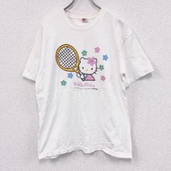 90年代古著Dunlop Hello Kitty短袖T卹，單線縫製，復古款，白色，L碼