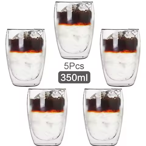 350ml Double Wall Glass Cup Transparent Handmade Heat Resistant Tea Drink Cup MINI Whisky Cup 100 ce