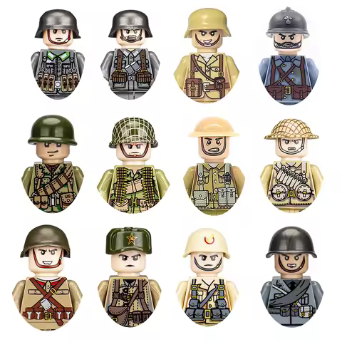 10 Pcs/Lot WW2 Military WW2 Army Building Blocks Military Soldiers Figures Bricks Toys For Kids Chri