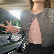 Sueter Mujer Invierno 2025 Gaya Korea Kasual Rajutan Cardigan O Leher Memukul Warna Sweater Wanita M