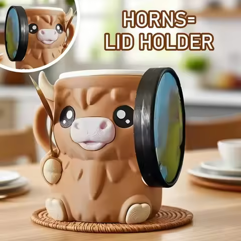 Cartoon Cup Scottish Highland Cattle Coffee Mug Cute Breakfast Cup Christmas Gifts