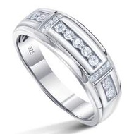 1pc Moissanite Wedding Rings For Men 925 Sterling Silver Laboratory-Created 2.0*2.0mm 0.32Ct Round C