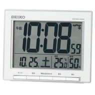 Seiko Clock, Alarm Clock, Radio-controlled, Digital, Calendar, Temperature, Humidity Display, Large Screen, Silver Metallic SQ786S SEIKO