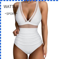 WATTLE Swimwear, Sexy Padded Bra Woman Swimsuit,  Mesh Push Up High Waist Bikini Set Woman Beach Wear